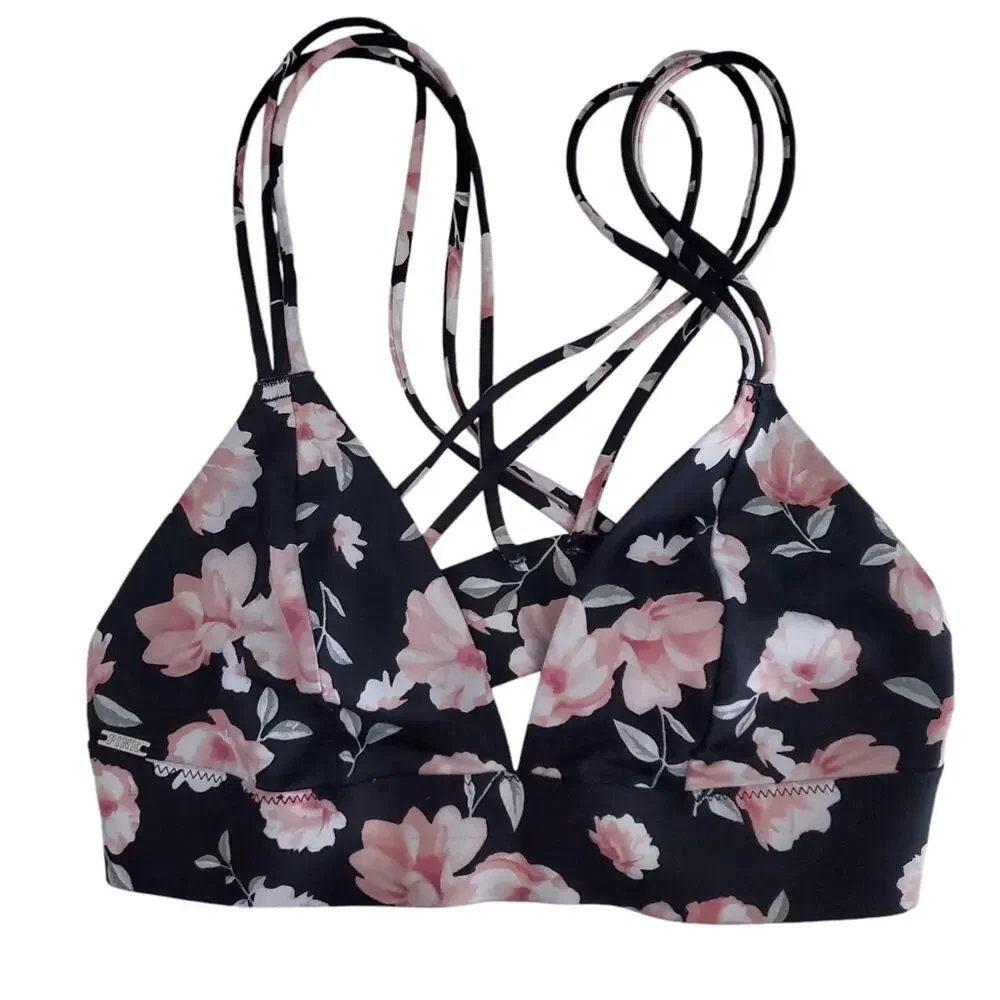 PINK VS | Floral Strappy Back Deep V Bralette